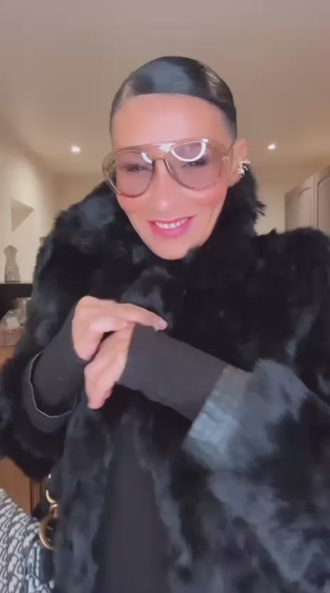 Manteau fourrure de lapin noir Taille M